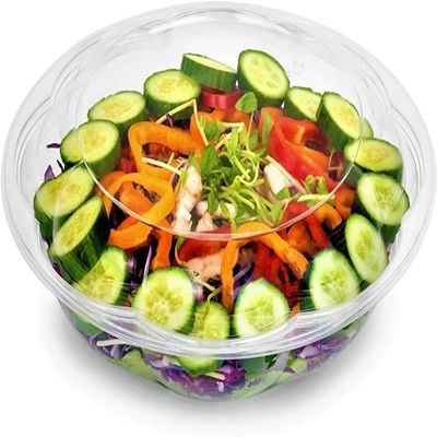 Nicole Fantini Salad Containers with Lids in Bulk Clear Plastic Disposable for a Fresh Airtight Seal, Portable Serving Bowl Set for Meal Prep & Preserve Freshness (100, 64 oz)