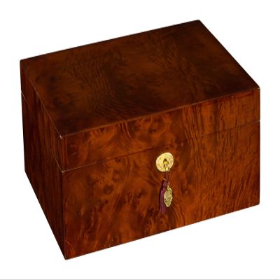 AUTOGRAPHED DANIEL MARSHALL LIMITED EDITION 165 CIGAR HUMIDOR IN BURL WITH LIFT OUT TRAY