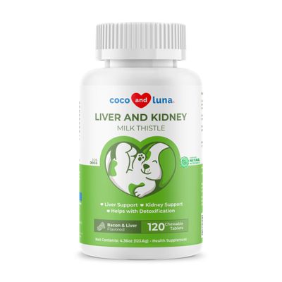 Milk Thistle for Dogs - 120 Chewable Tablets - Silymarin - Liver and Kidney Support with EPA & DHA - Detox - Liver Supplement for Dogs with Choline and L-Arginine
