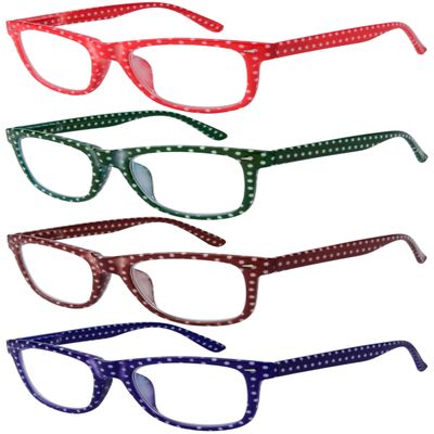 Eyekepper 4 Pack Reading Glasses Polka Dots Classic Readers for Women Reading +2.50