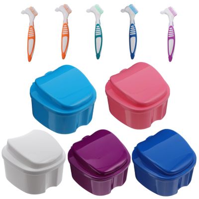 10pcs Box Bath Box False Storage with Rinsing Basket Toothbrush Mixed Color