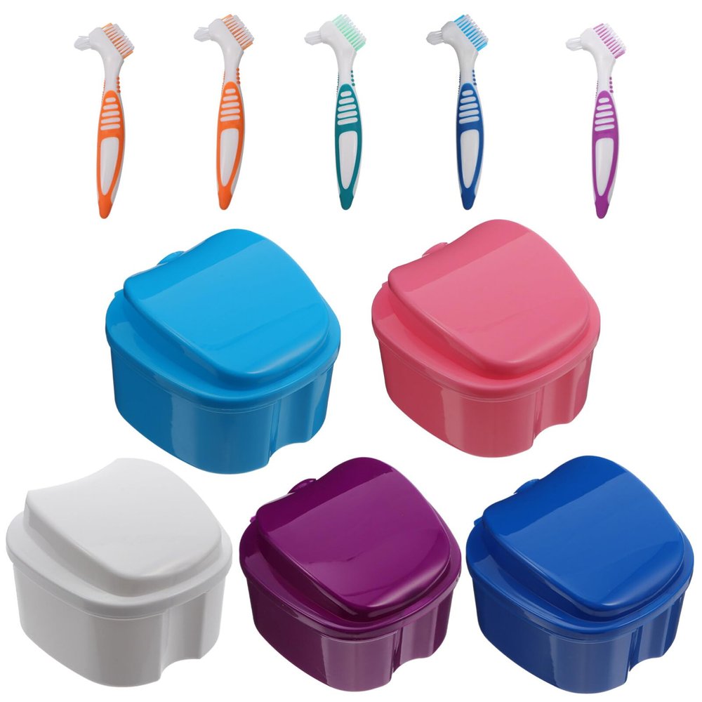 10pcs Box Bath Box False Storage with Rinsing Basket Toothbrush Mixed Color