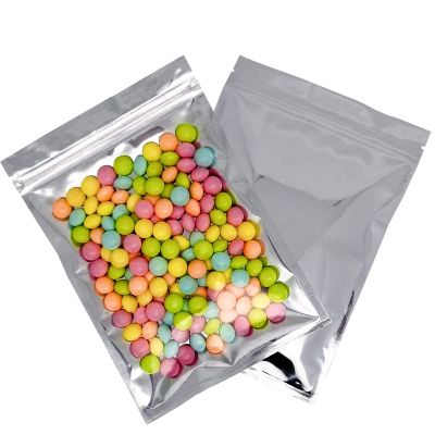 100 Pack Resealable Mylar Bags- 4.7 x 7.9 Inch Flat Zip lock Bags Food Storage Packaging Pouch Clear Silver Aluminum Foil Bags