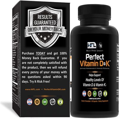 HFL Perfect Vitamin D&K by Dr. Sam Robbins | Vitamin D3 & K2 (MenaQ7 MK-7) | 3 Month Supply | 2X Absorbable | Vegan, Plant-Based, Micro-Encapsulated.