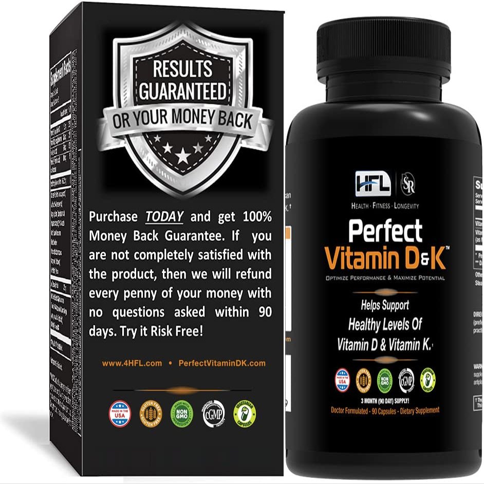 HFL Perfect Vitamin D&K by Dr. Sam Robbins | Vitamin D3 & K2 (MenaQ7 MK-7) | 3 Month Supply | 2X Absorbable | Vegan, Plant-Based, Micro-Encapsulated.