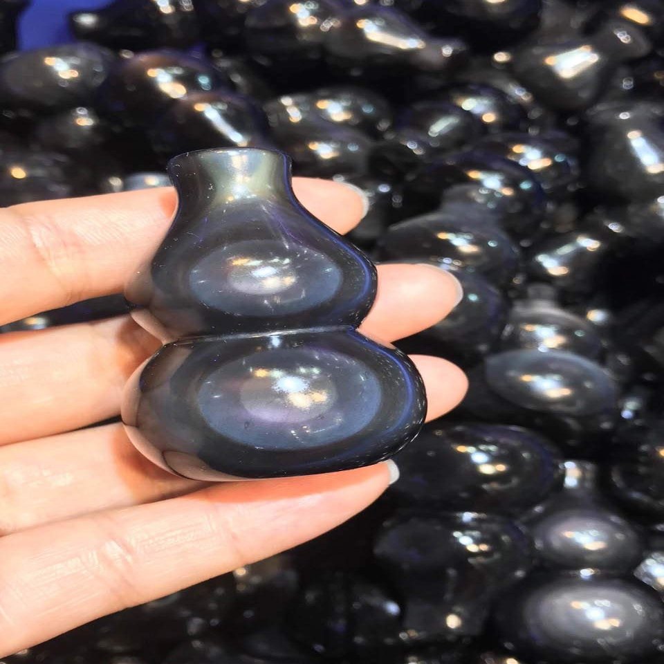 50mm(2") Rainbow Obsidian Grounding Natural Stone Hand Carved Gemstone Sphere Obsidian Sphere Energy Crystal Reiki Protection