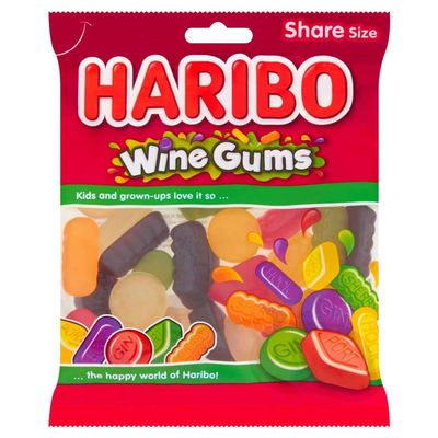 HARIBO Wine Gums Chew Bag - Pack of 12 x 160G