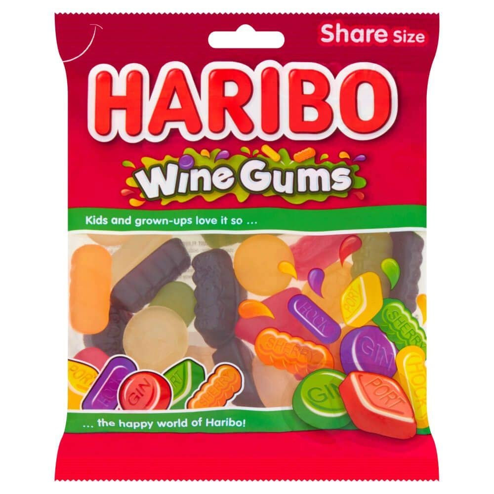 HARIBO Wine Gums Chew Bag - Pack of 12 x 160G