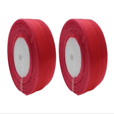 1 Inch Organza Ribbon 100 Yards (2 Rolls) Sheer Ribbon for Party Decoration Gift Wrapping Crafts (26260 Watermelon Red, 1 in)