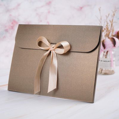 10Pcs Envelope Presents Bags Paper Party Favor Bag with Bow Ribbon Silk Scarves Presents Package Box Gloves Hat Scarf Envelope Wrap Bags Greeting Cards Holders for Christmas Birthday Wedding Decor