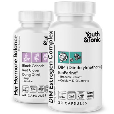 Youth & Tonic DIM Supplement for Women Estrogen Metabolism & Hormonal Support Menopause, Perimenopause & Premenopausal Bundle, 90 Capsules