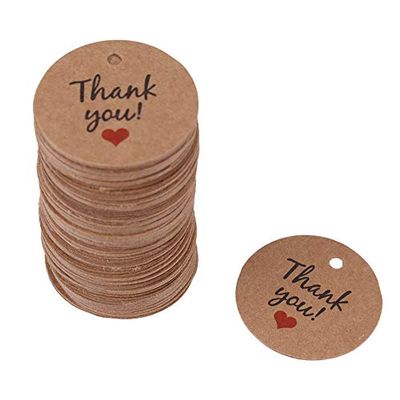 100Pcs Handmade Love Gift Tags, Round Painted Handmade Gift Tags Kraft Gift Tags for Wedding Christmas Hanging Decor Craft Project