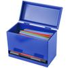 2Fold Stainless Steel Straw Dispenser - Drinking Straw Holder For Bulk Unwrapped Paper and Disposable Plastic Straws - Includes Custom Label Stickers (Blue) view 1