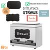 2Fold Stainless Steel Straw Dispenser - Drinking Straw Holder For Bulk Unwrapped Paper and Disposable Plastic Straws - Includes Custom Label Stickers (Blue) view 2