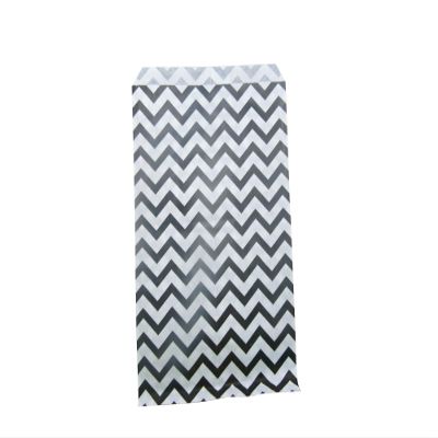 100 Qty 4" x 6" Decorative Flat Paper Gift Bags - Black Chevron Pattern on White Kraft Bags - for Sales/Treats/Parties Cookies/Gifts - N'icePackaging