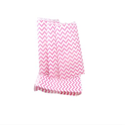 100 Qty 6" x 9" Decorative Flat Paper Gift Bags - Pink Chevron Pattern on White Kraft Bags - for Sales/Treats/Parties Cookies/Gifts - N'icePackaging