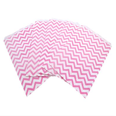 100 Qty 8.5" x 11" Decorative Flat Paper Gift Bags - Pink Chevron Pattern on White Kraft Bags - for Sales/Treats/Parties Cookies/Gifts - N'icePackaging