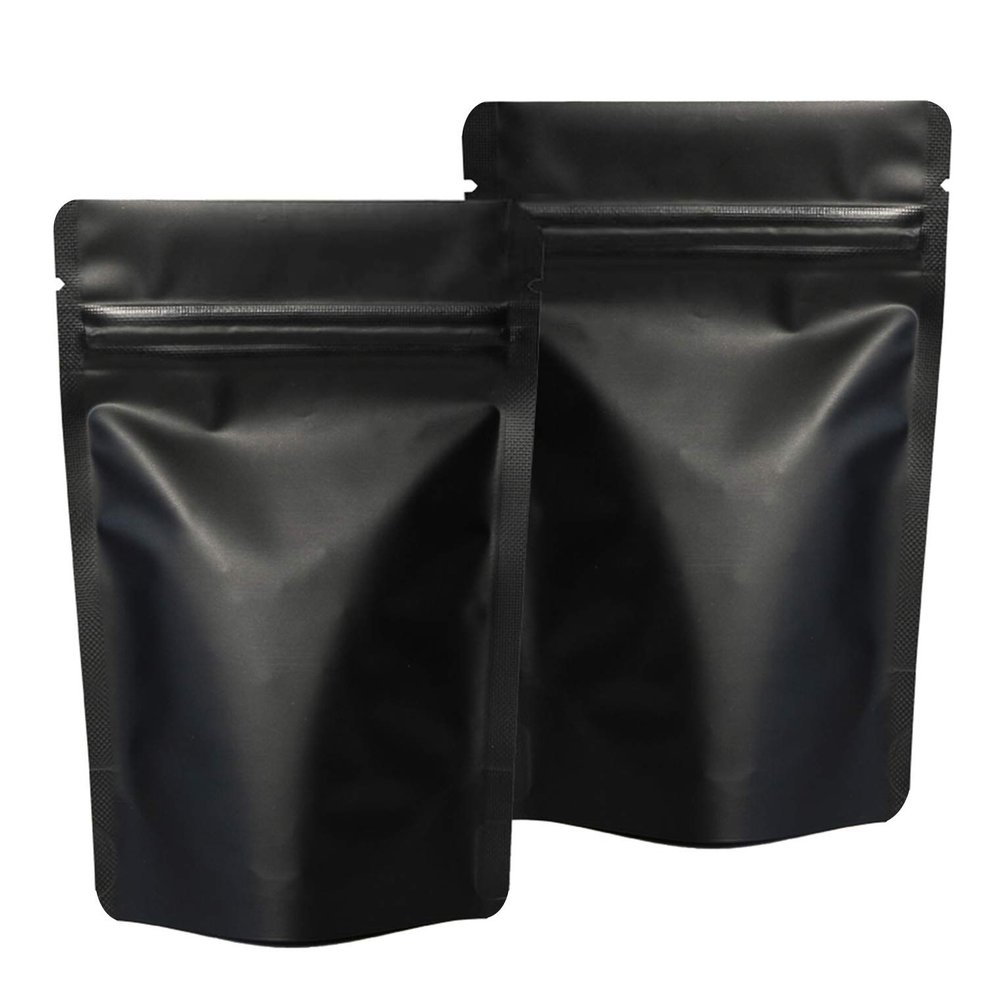 100 Pack Smell Proof Mylar Bags - 4.7 x 7.9 Inches Resealable Stand Up Ziplock Bags Food Storage Foil Pouch Matte Black