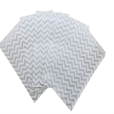 100 Qty 8.5" x 11" Decorative Flat Paper Gift Bags - Silver Chevron Pattern on White Kraft Bags - for Sales/Treats/Parties Cookies/Gifts - N'icePackaging