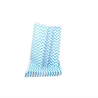 100 Qty 6" x 9" Decorative Flat Paper Gift Bags - Blue Chevron Pattern on White Kraft Bags - for Sales/Treats/Parties Cookies/Gifts - N'icePackaging