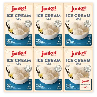 Junket Vanilla Ice Cream Mix: Old Fashioned Homemade Ice Cream for Ice Cream Maker or Hand Stir - Just Add Milk and Cream, Chill, and Enjoy. Quick and Easy! 4 oz Box (Pack of 6)