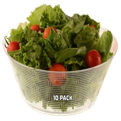 [10 PACK] Reusable Clear Plastic Bowls - Disposable Hard Plastic Bowls Medium Dessert Bowls - Great for Weddings, Serving, Catering, Ice Cream, Event or Home Party Supplies Basket Weave Design