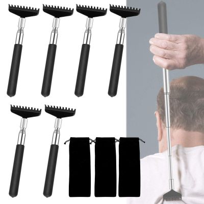 6Pcs Back Scratcher, Extendable Back Scratchers for Adults, Oversized Portable Stainless Steel Telescoping Back Scratcher Tool with Canvas Carrying Bag