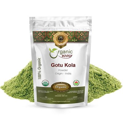 Organic Way Gotu Kola Powder (Centella Asiatica) - Herbal Tea | Kosher & USDA Certified | Non-GMO & Gluten Free | Tested for Heavy Metal and Purity | Resealable Bag | Raw from India (4 Ounce Pack)