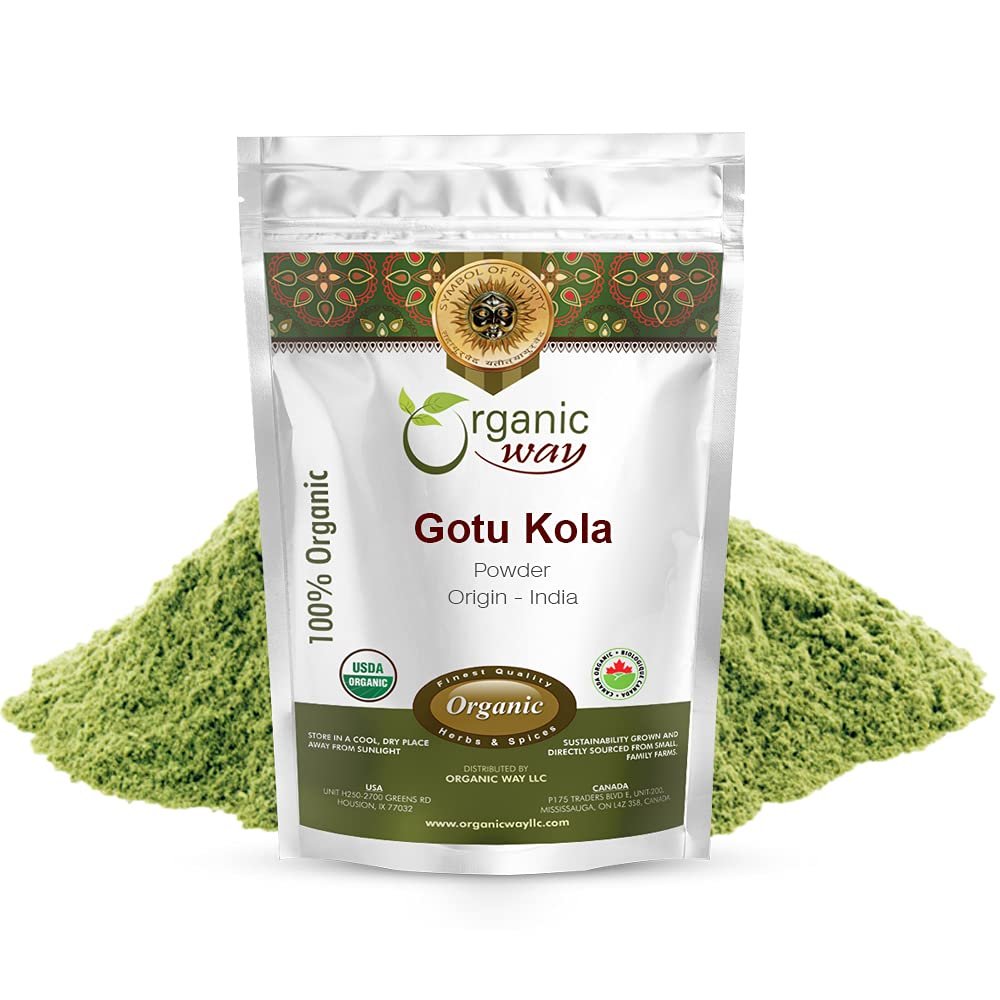 Organic Way Gotu Kola Powder (Centella Asiatica) - Herbal Tea | Kosher & USDA Certified | Non-GMO & Gluten Free | Tested for Heavy Metal and Purity | Resealable Bag | Raw from India (4 Ounce Pack)