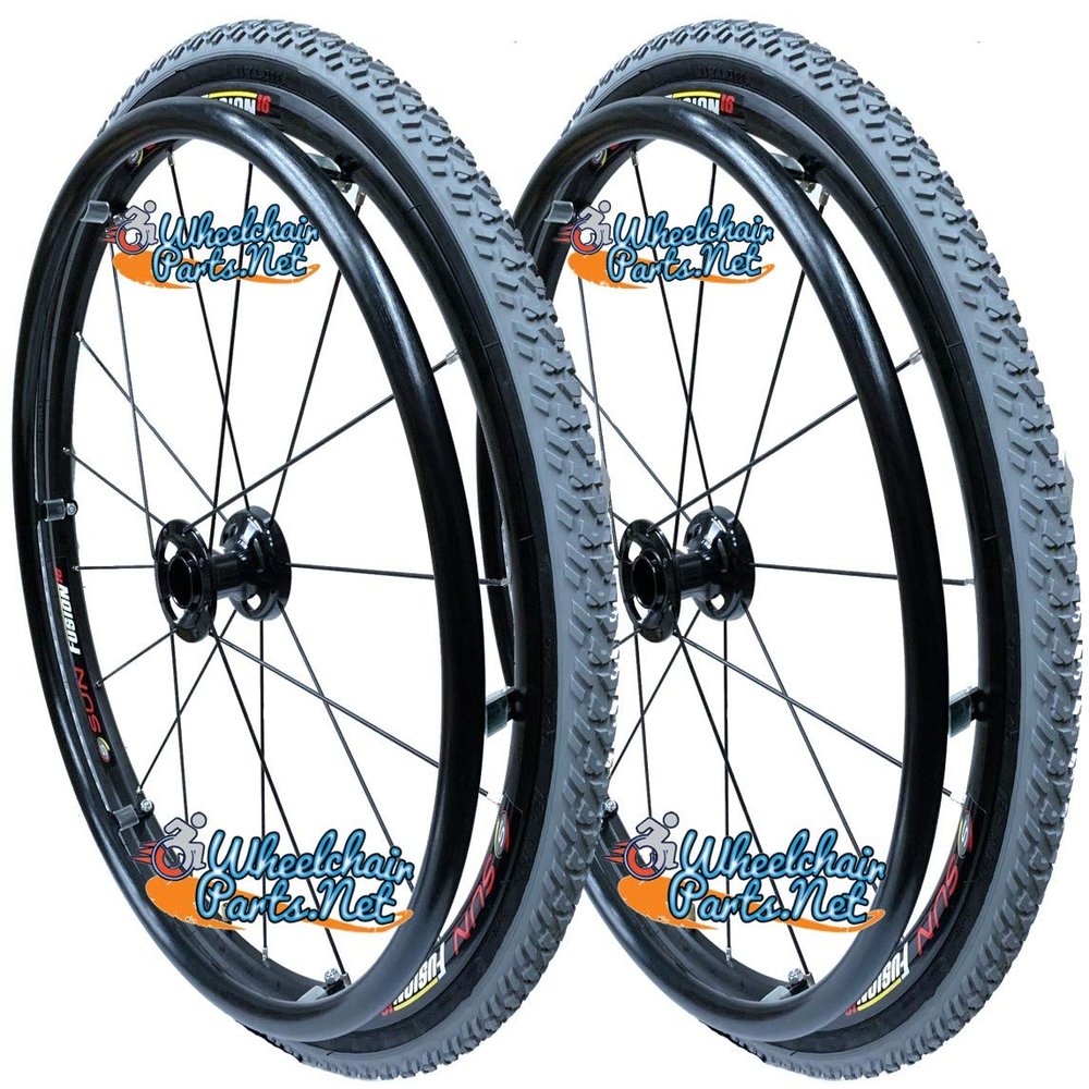 24" (540MM) 16 SPOKE REAR WHEEL WITH PRIMO ALL TERRAIN TIRES AND TUBES (Wheel With BLACK Color Hub)