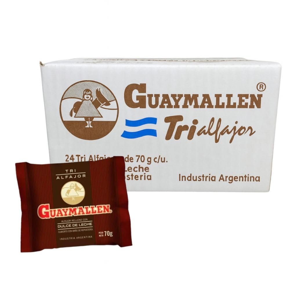 Guaymallen Triple Chocolate Alfajor with Dulce de Leche Sauce, 70 g / 2.5 oz (pack of 24)
