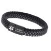 Free Customized Medical First Aid Bracelets for Women Men Leather Hodgkin Lymphoma Alert ID Wristband for Emergency,Black view 1