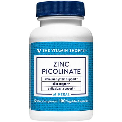 The Vitamin Shoppe Zinc Picolinate - Superior Absorption Immune Support | Highly Bioavailable | 100 Capsules | Skin Health