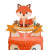 Glitter Fox Happy Birthday Cake Topper Animal Theme for Baby Shower or kids Birthday Party Decor Supplies view 1