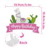 Glitter Llama Cactus Happy Birthday Cake Topper, Mexican Fiesta Theme for Baby Shower or kids Birthday Party Decor Supplies view 2