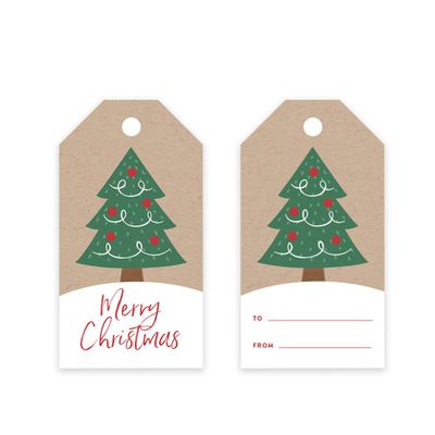 Andaz Press Christmas Holiday Season Classic Gift Tags, Merry Christmas to from Classic Favor Tags, Christmas Tree Design, for Holiday Events, Parties, and Favors, 60-Pack