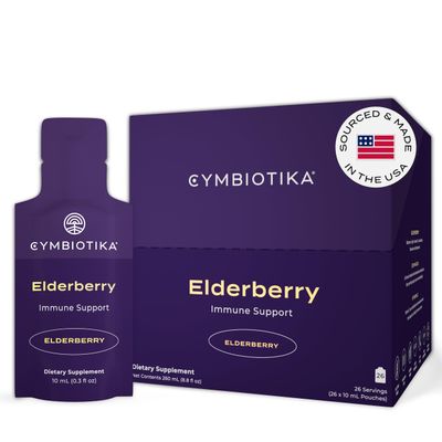 CYMBIOTIKA Adults Elderberry Boost Supplement  Organic Elderberry with Vitamin E for Immune Support  Gluten-Free, Vegan, Keto (Pack of 26)