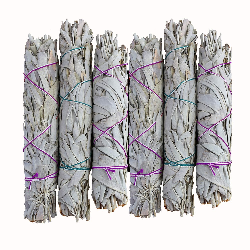 Activate White Sage 6 Pack Bundle - 4 Inches Smudge Sticks Home Spiritual Cleansing Meditation Relaxation Aromatherapy Healing Energy Rituals - Premium California White (6 Pack - 4")