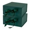WRAPAHOLIC 2Pcs Green Gift Box with Satin Ribbon, 8x8x4 Inches Collapsible Gift Box with Magnetic Closure for Party, Wedding, Gift Wrap, Bridesmaid Proposal, Storage view 1