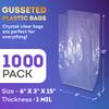 APQ Clear Gusseted Poly Bags, 6 x 3 x 15 Inch. Pack of 1000 Gusseted Plastic Bags 1 Mil Thick for Favors with Open Top. Clear Plastic Bags for Packaging Cookies, Popcorn, Candies, Homemade Bread view 2