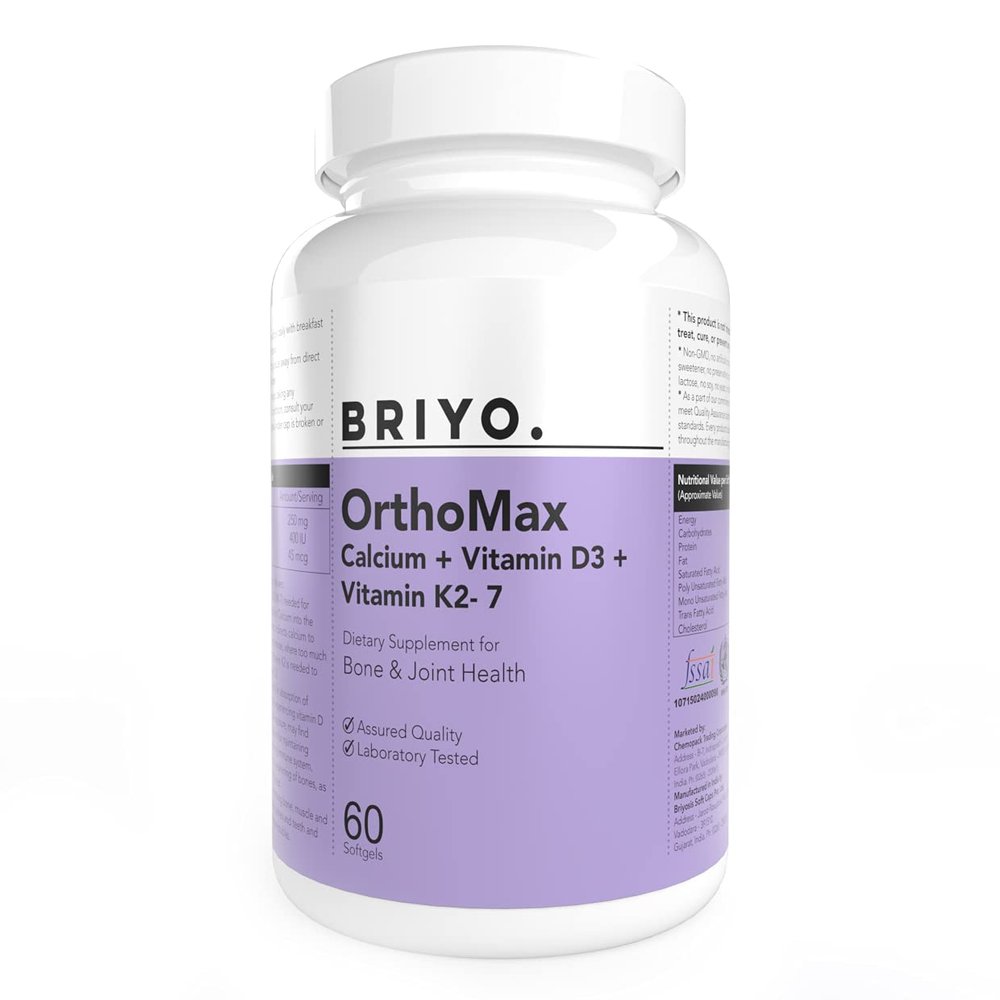Briyosis Orthomax - Vitamin D3 & K2-M7 + Calcium Dietary Supplement