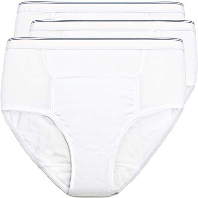 Comfort Finds Men's Reusable Incontinence Brief 3-Pack Assorted Colors - 2 Gray, 1 Navy - Medium 34-36 - 3 Pack