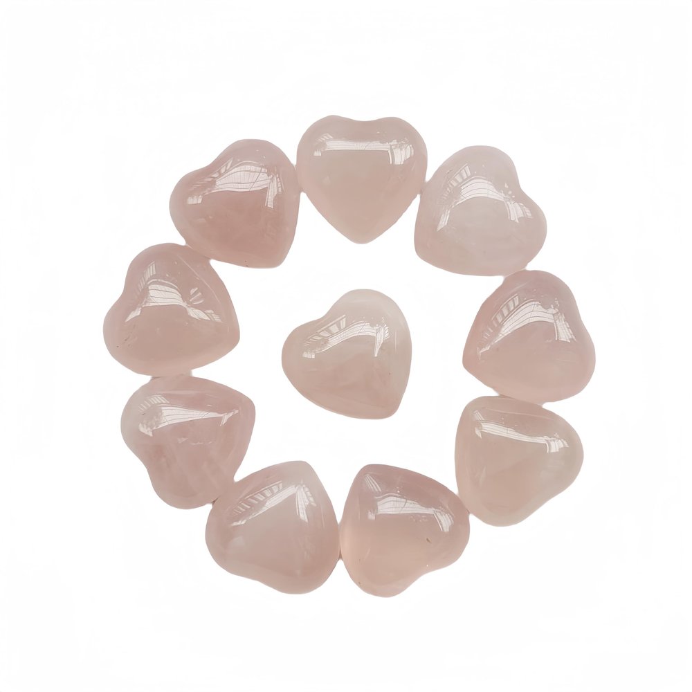 Bacatgem 10 Pcs Natural Rose Quartz Mini Heart Love Healing Palm Crystal Energy Gemstones Chakra Reiki Balancing(0.6 Inchs)