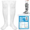 IMPRESA 3-Pack Compression Sock Liners Compatible with Aircast Walker Boots & Casts - White, One Size Fits Most - Breathable Cotton-Lined Walking Boot Socks view 1