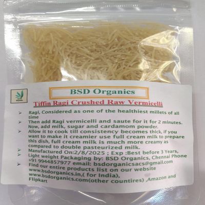 BSD Organics Tiffin Ragi Crushed Raw Vermicelli/Sevee/Semiya (50 Gram / 1.7 Ounce)