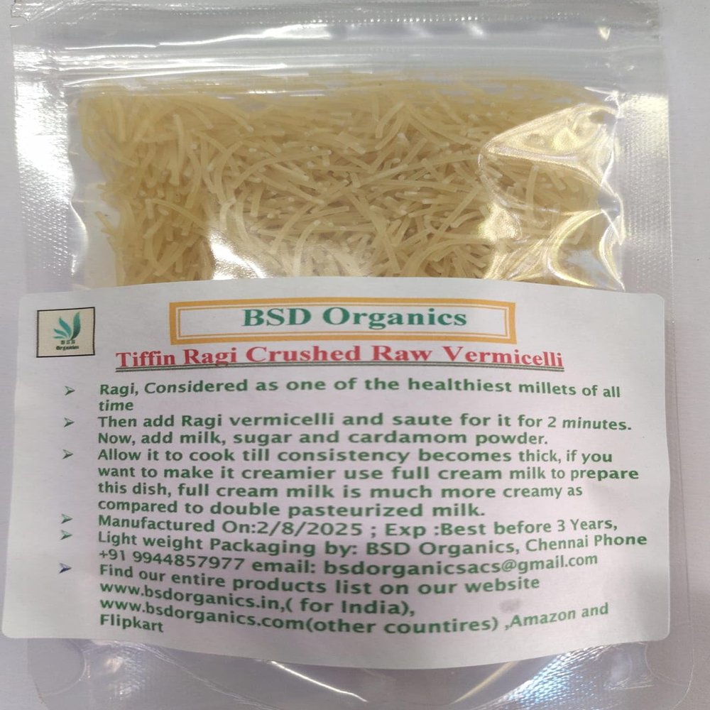 BSD Organics Tiffin Ragi Crushed Raw Vermicelli/Sevee/Semiya (50 Gram / 1.7 Ounce)