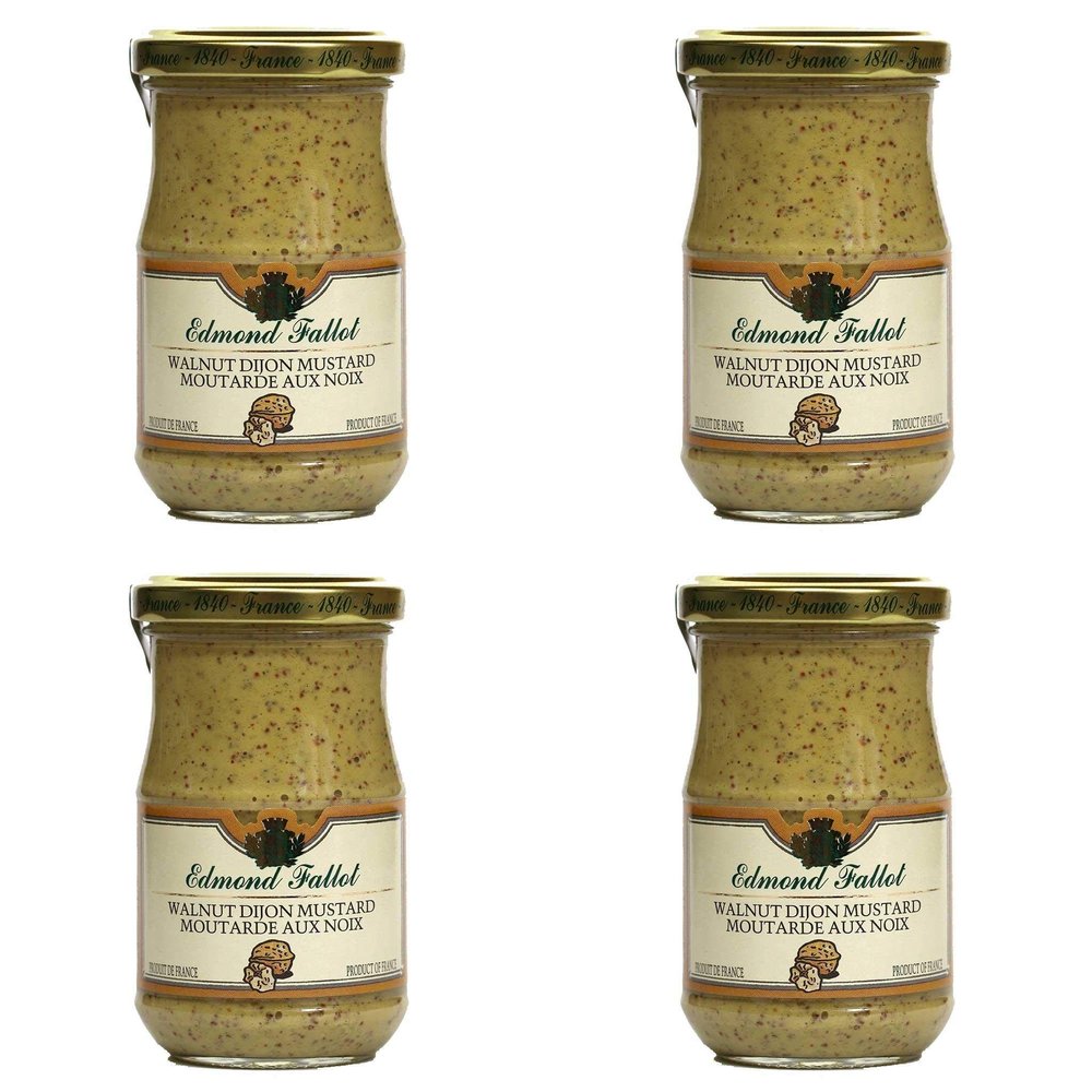 Fallot Walnut Mustard - Dijon Mustard with Nuts 7 oz Jar Pack of 4