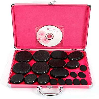 20PCS Basalt Hot Stones Set Massage Stone Hot Rocks Stones Hot Stone Massage with Heater Box for Body Massage (20PCS Hot Stone)