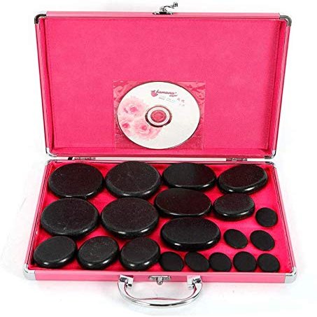 20PCS Basalt Hot Stones Set Massage Stone Hot Rocks Stones Hot Stone Massage with Heater Box for Body Massage (20PCS Hot Stone)