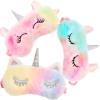 3 Pieces Plush Sleeping Eye Cover Bunny Cat Blindfold Cover Unicorn Sleeping Eye Shade Soft Funny for Kids Girls and Adult Travel (Unicorn Style) view 1